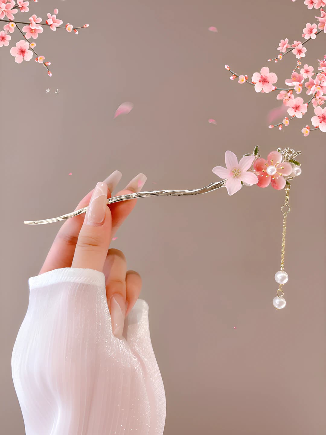 1# Pink flower hairpin 15 cm