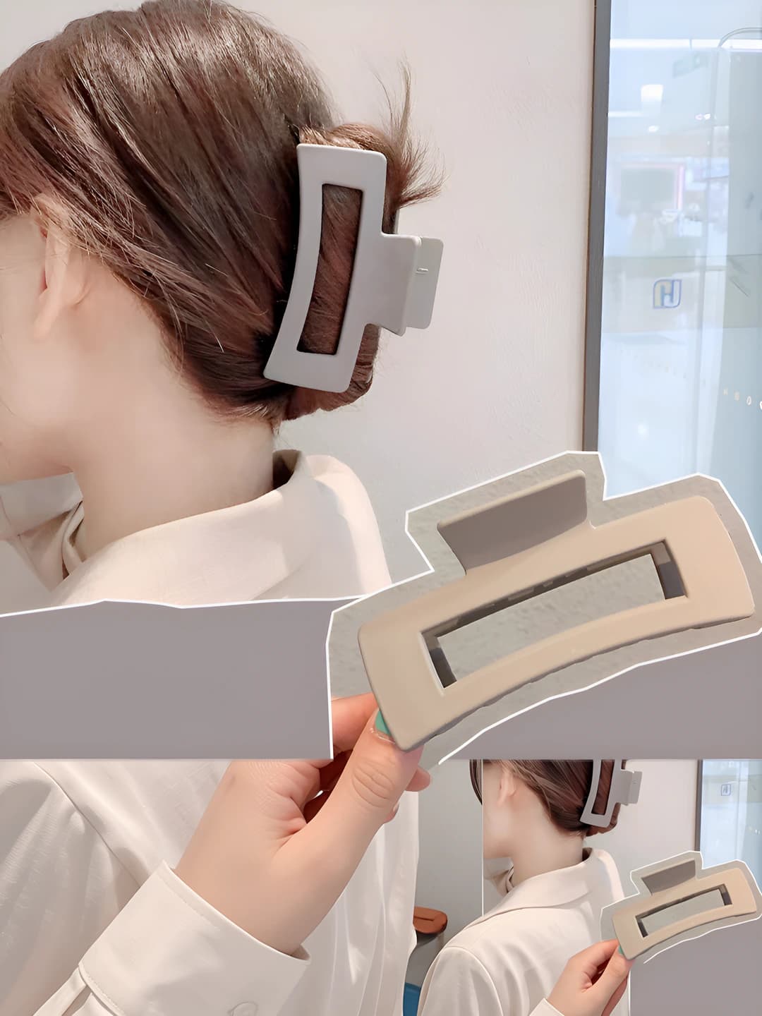 5# Beige-grey square clip 11cm