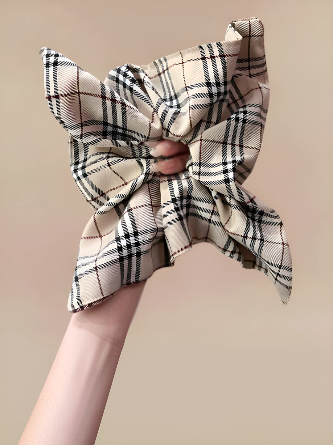 Plaid scarf hair tie