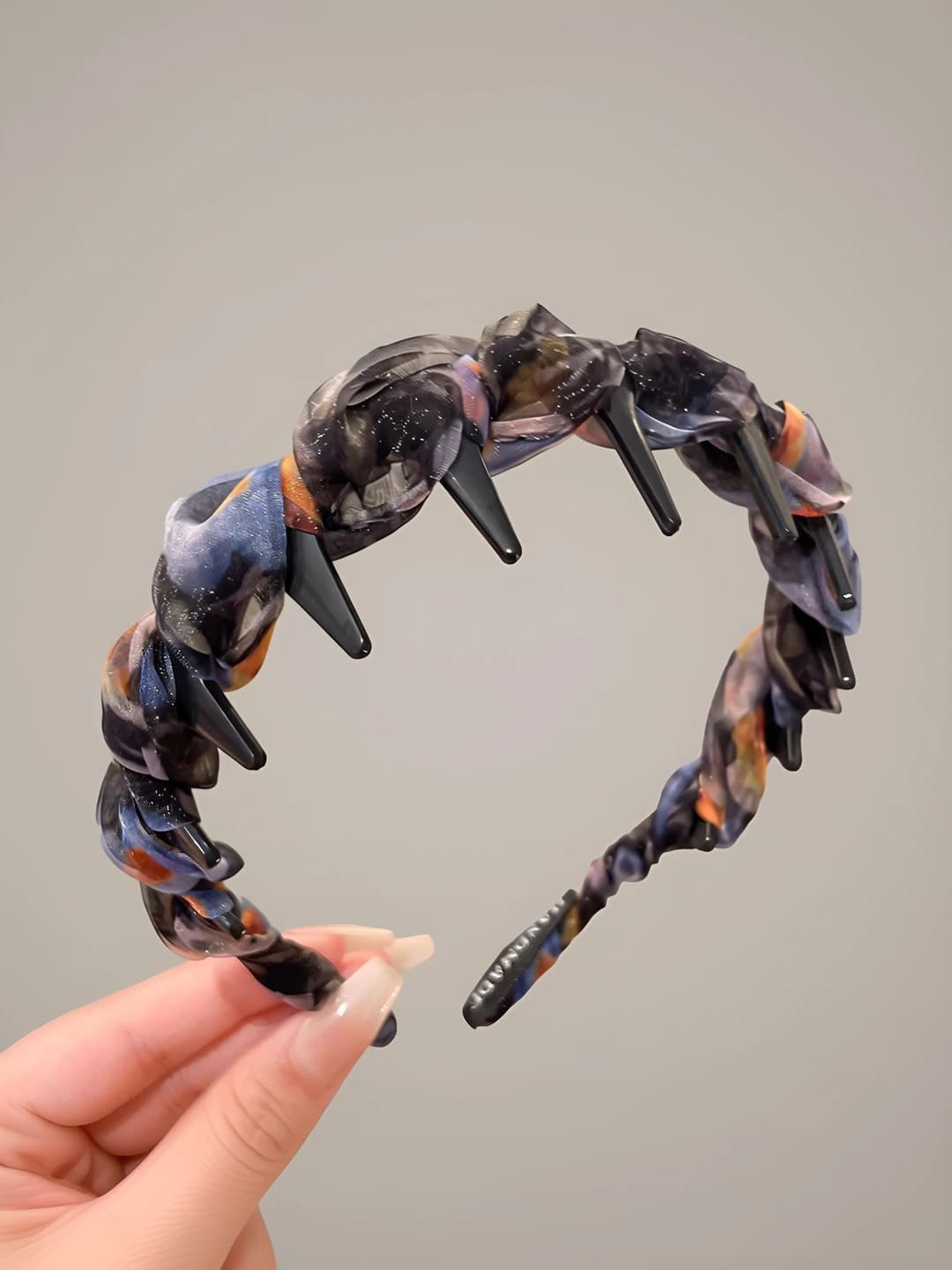 1# Floral comb headband - Black