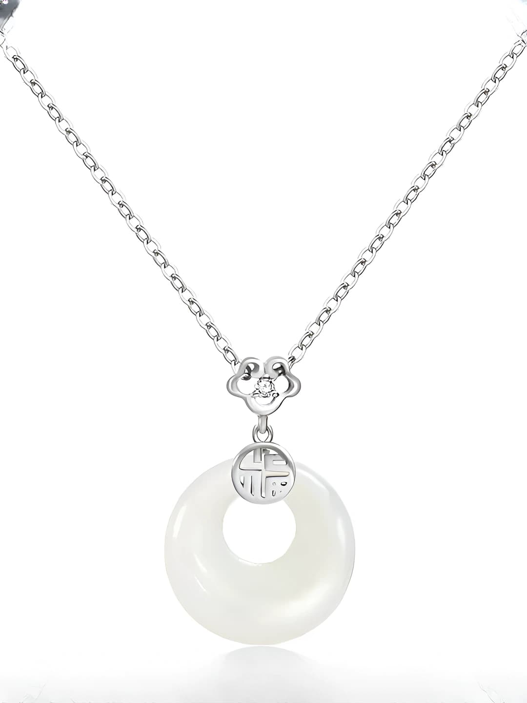 214 Peace pendant necklace - Silver-white