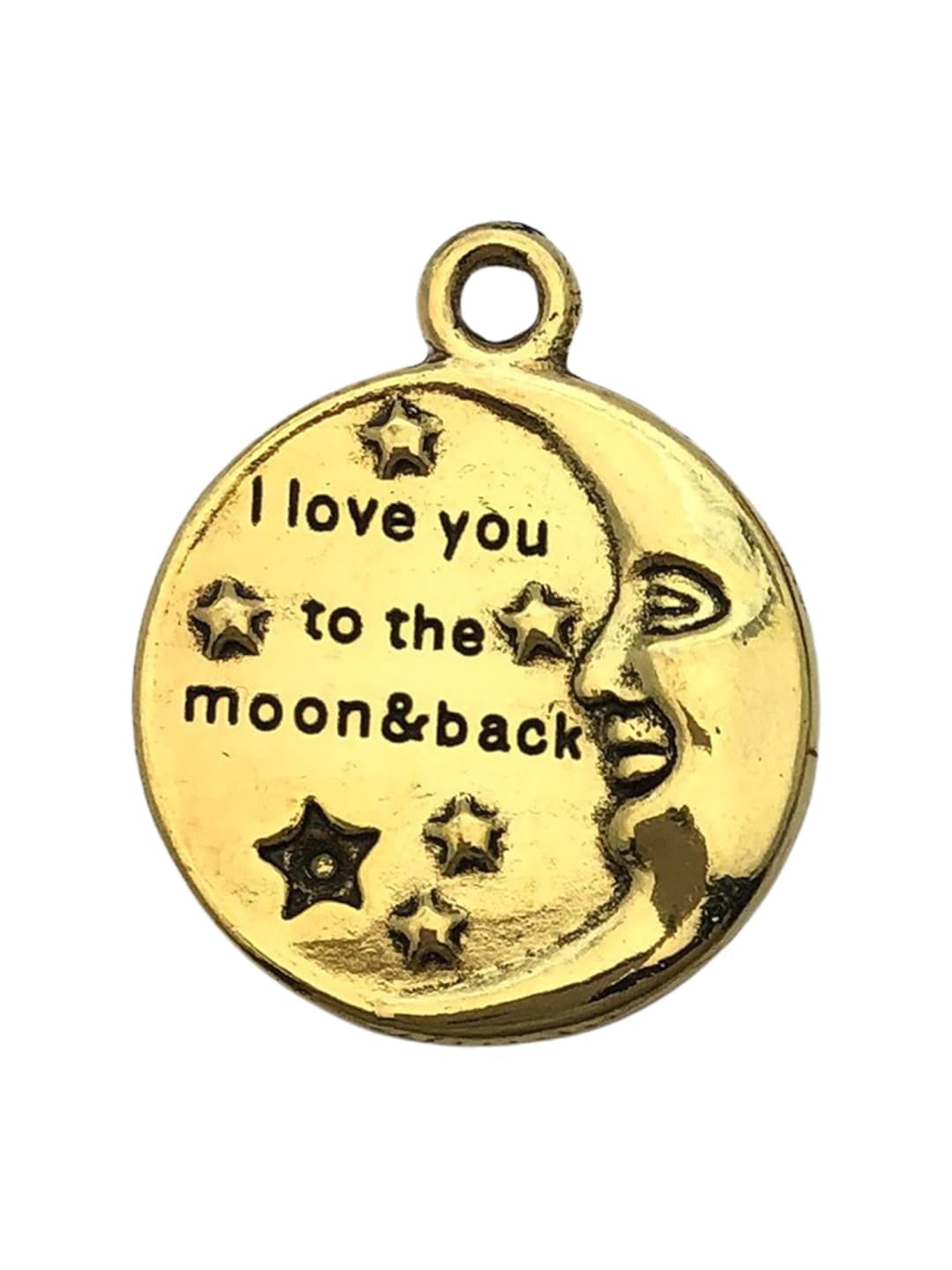 1 pc round moon Iloveyou letter plate, 22x27mm, 3.7g
