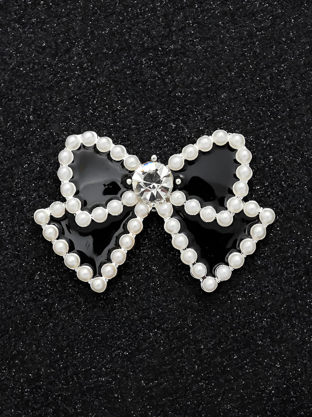 Silver base, black bow