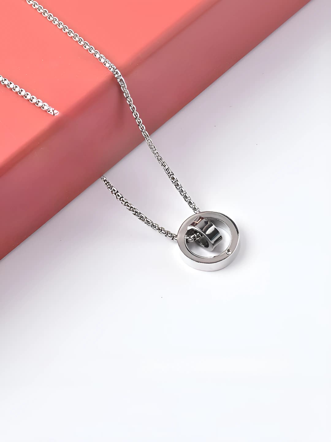 LOVE double ring, 70 cm titanium steel