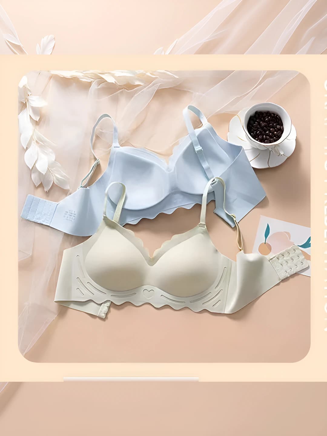 Women's seamless thin bra, nylon, full coverage, supportive, wire-free