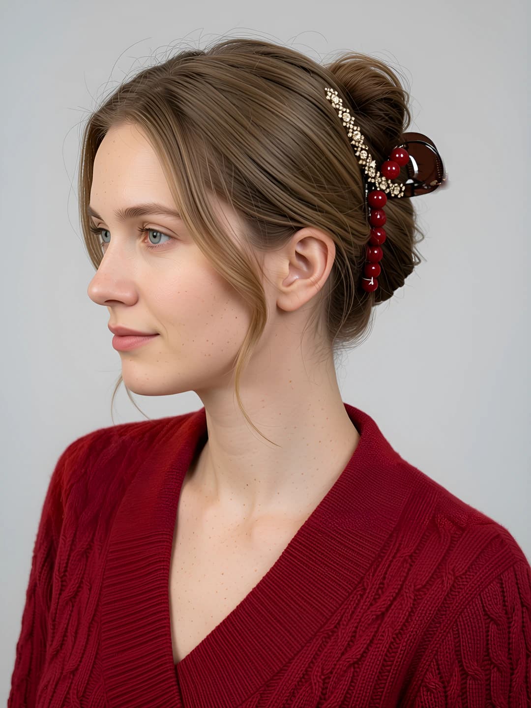 1# Red beads claw clip [11cm]