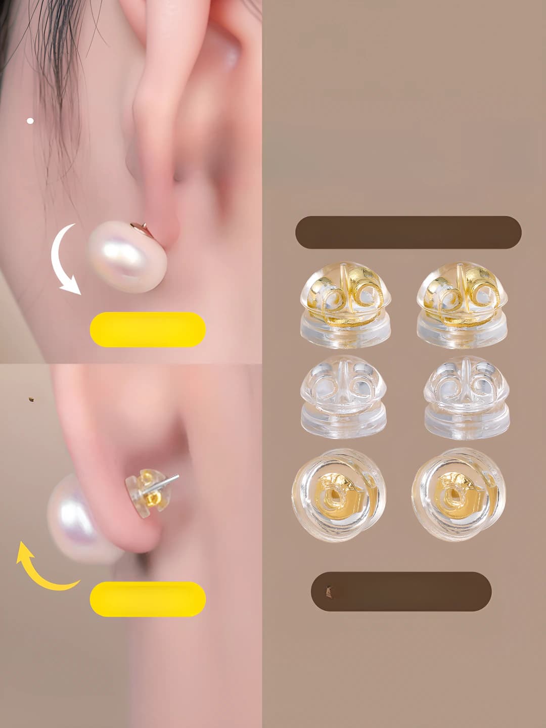 Women's silicone earring backs to prevent earrings from falling