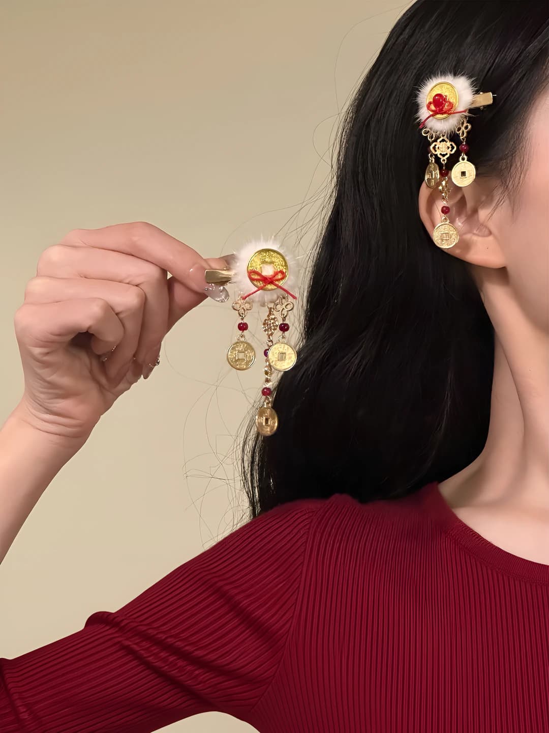 Money flower hair clips pair