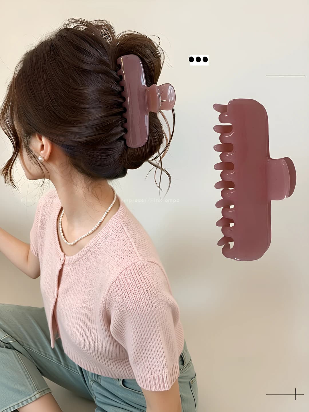 4# Lilak pushti - Muz rangli kvadrat klips ~11 sm *Akril
