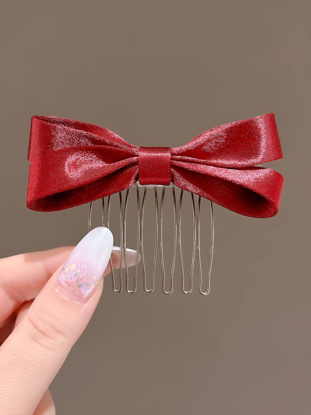 Wine red satin bow, 5 cm