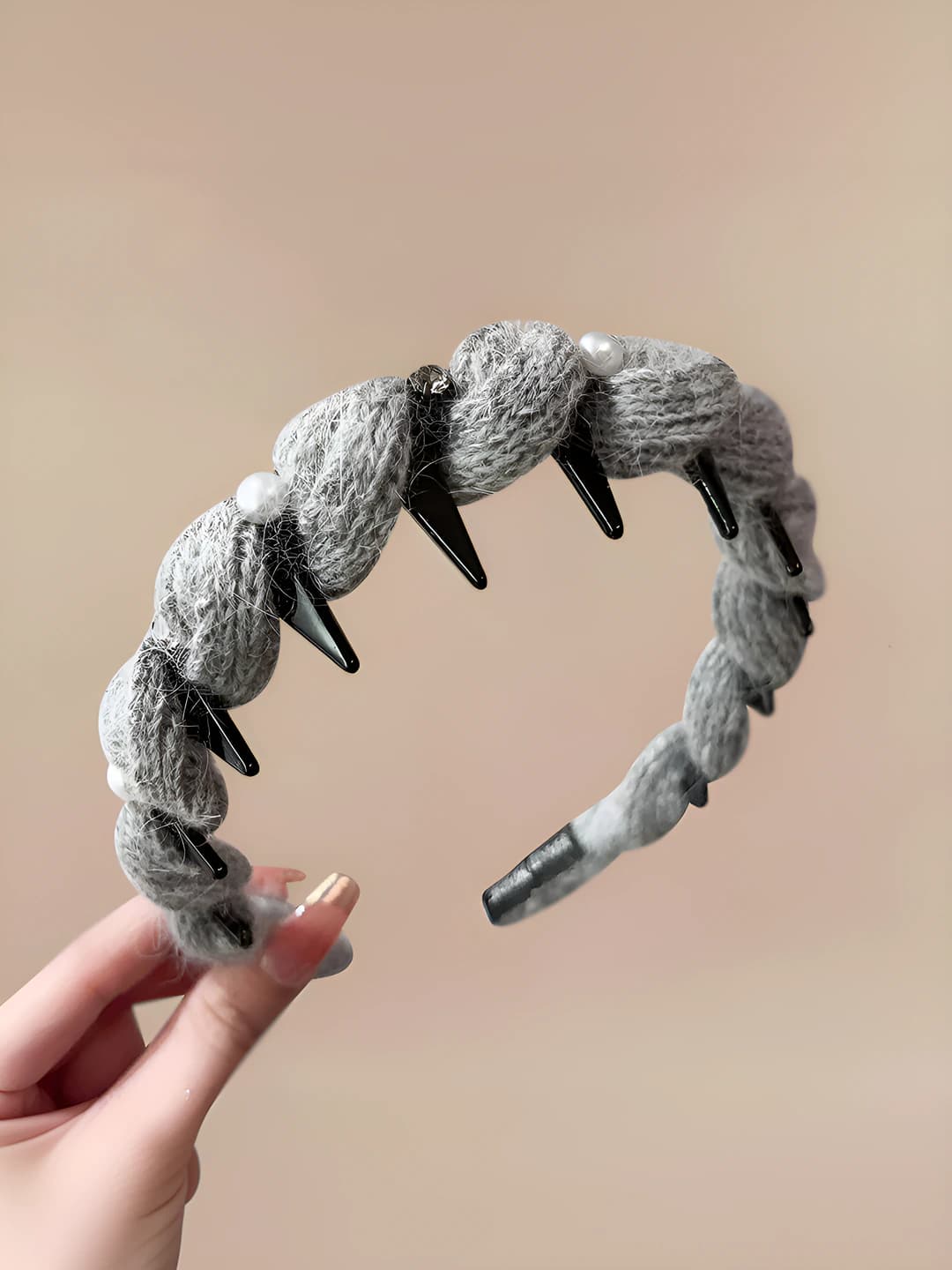 Grey knit headband