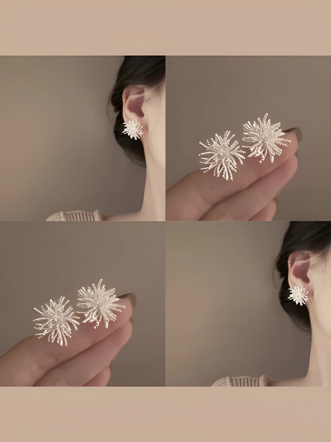 Women's zircon metal dandelion earrings