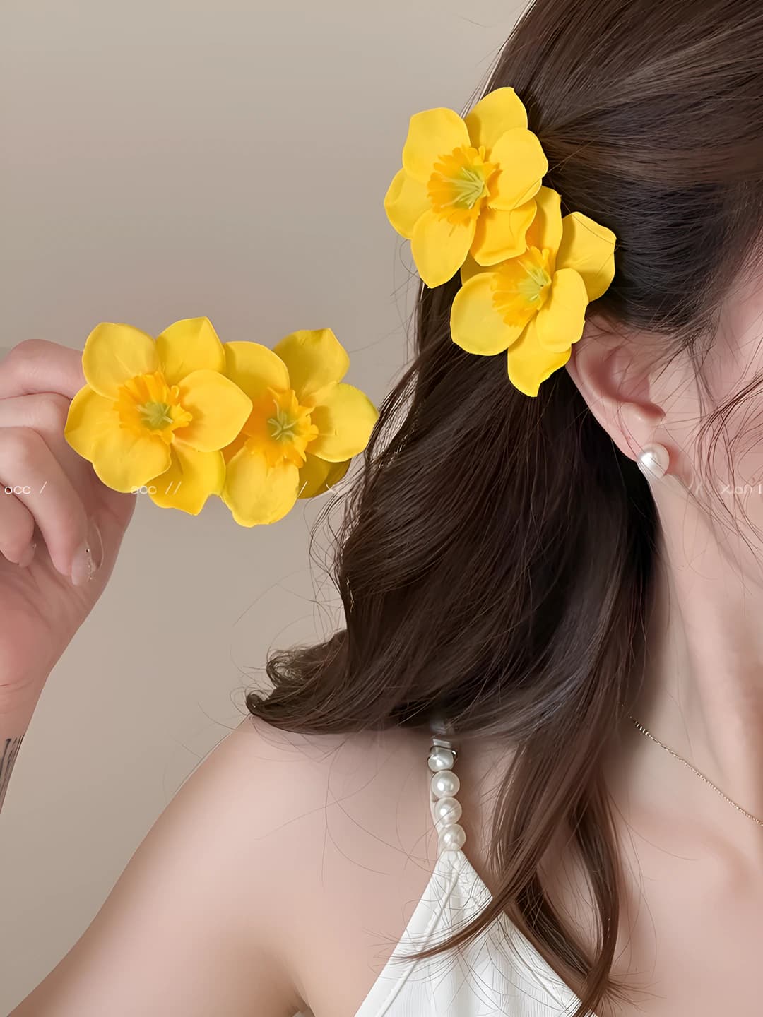 Bright yellow hair clip - pair