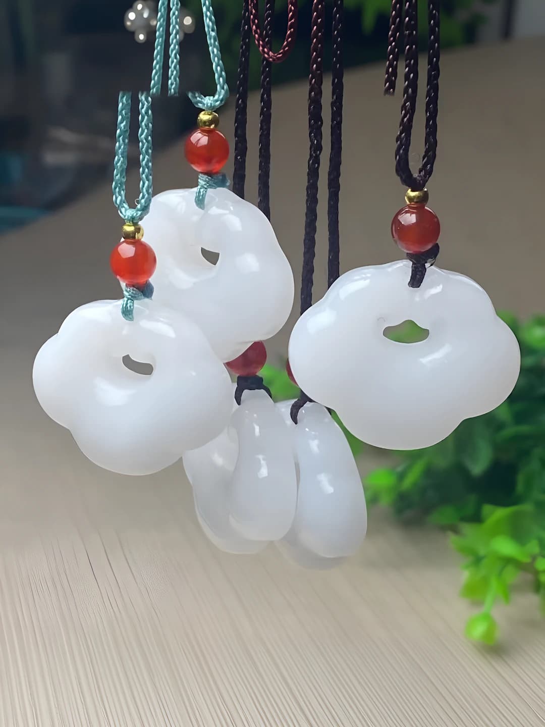 Kids' cloud-shaped long life pendant necklace, resin, handmade, 31-40 cm