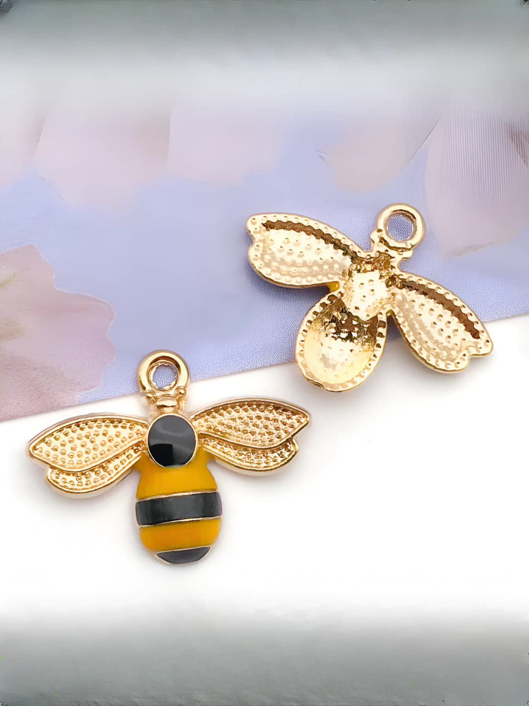 1 шт жёлтая золотая основа пчела 23x17mm-1.3g