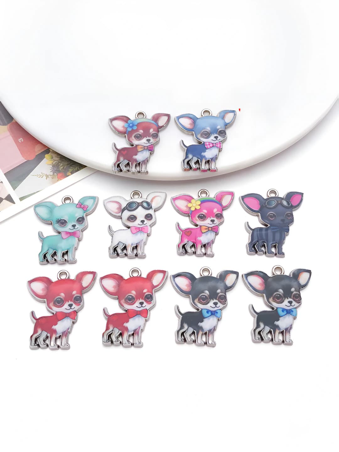 10 pc, mix, white base, print, 16.8g