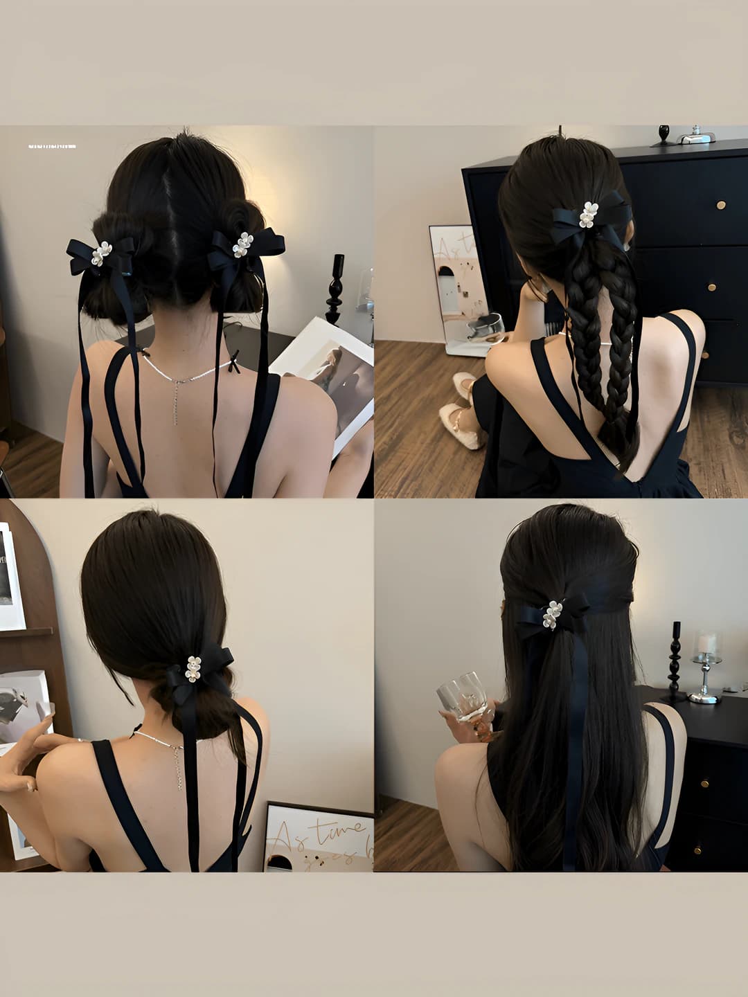 Women's Korean style retro fabric bow hair clip, handmade