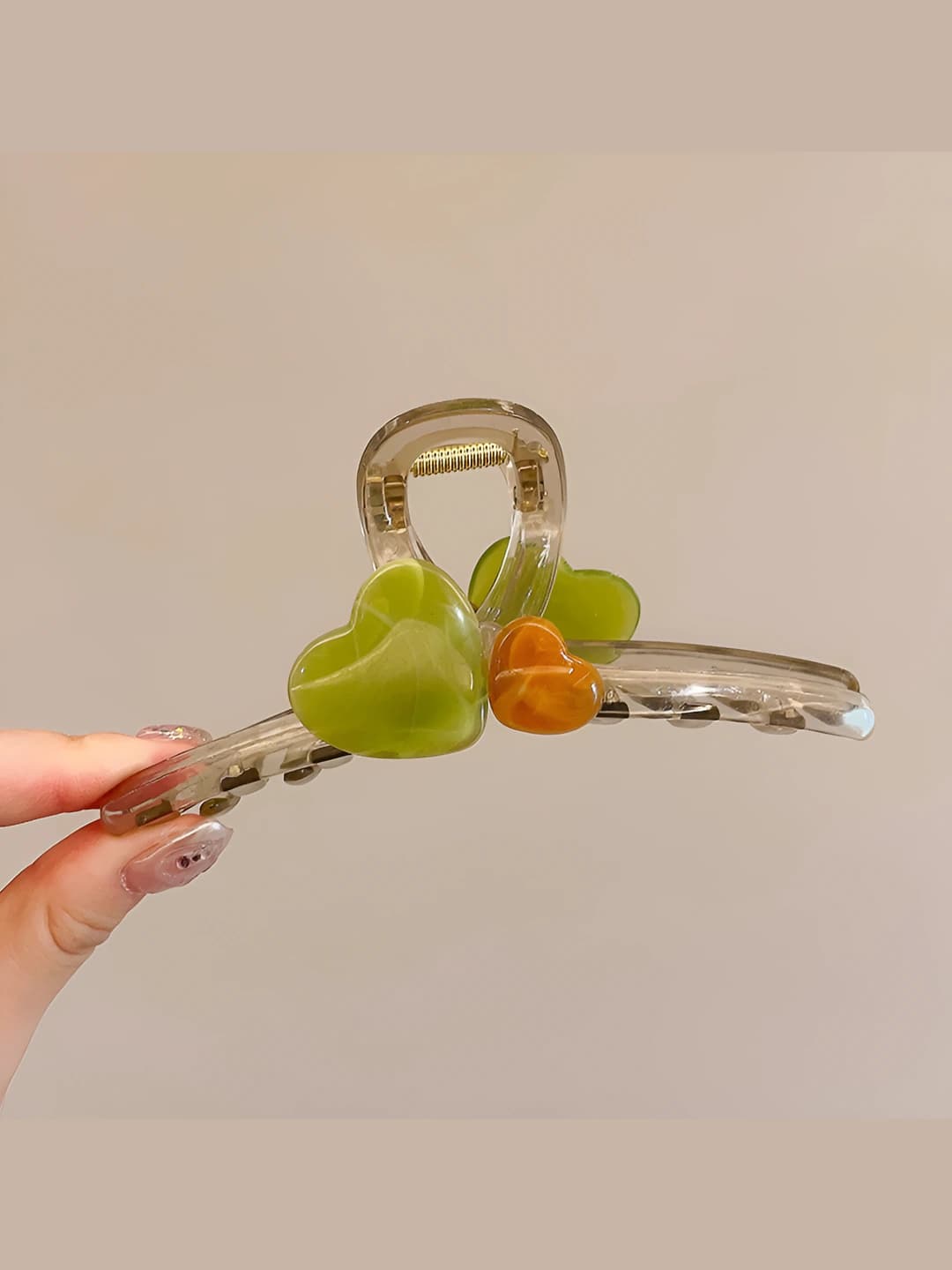Double heart # Large green - 13 cm