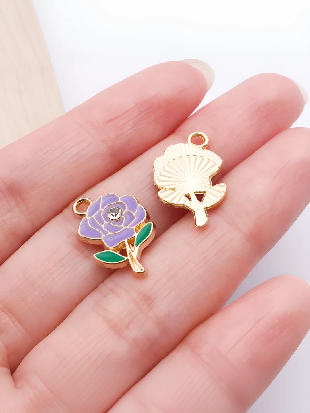 1 purple gold base oil rhinestone rose 11x18mm-1g-16687