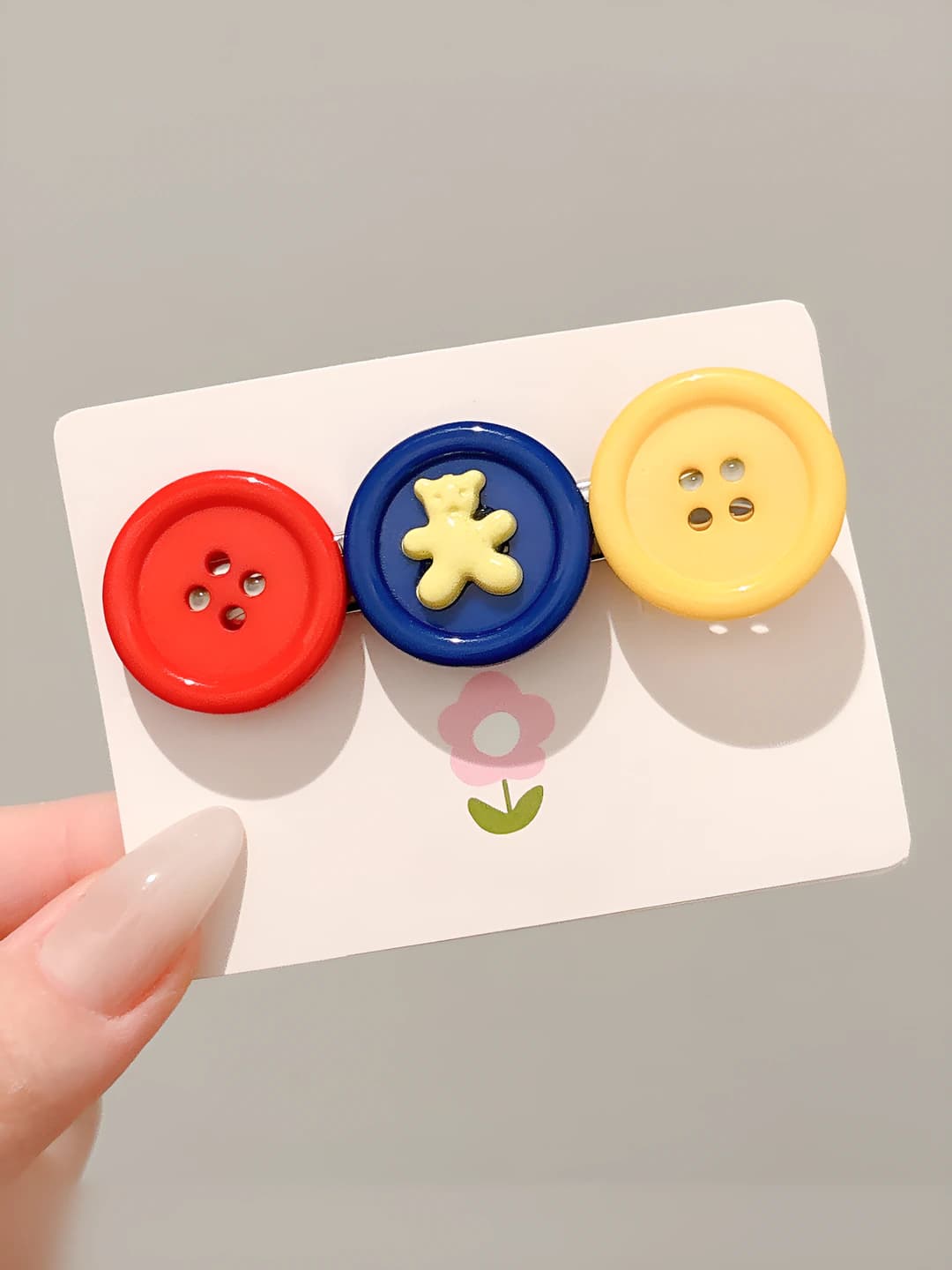 Button bear clip, 7.5 cm
