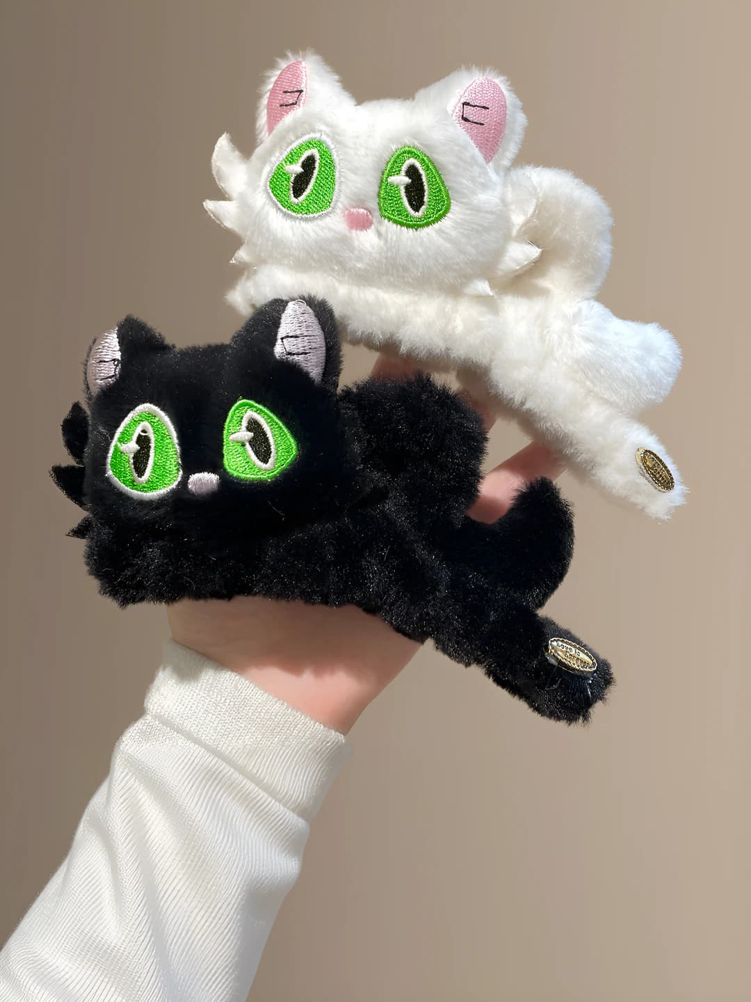 Women's Korean style plush 3D cat hair clip, handmade, light luxury style