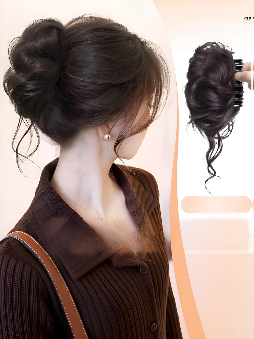 Women's hair clips and combs: faux hair claw clip (bun hair clip), handmade, mixed material, Korean style, fresh and sweet style