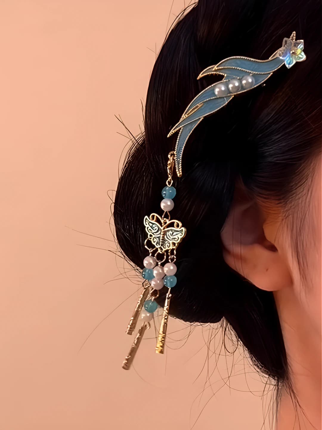Blue butterfly clip