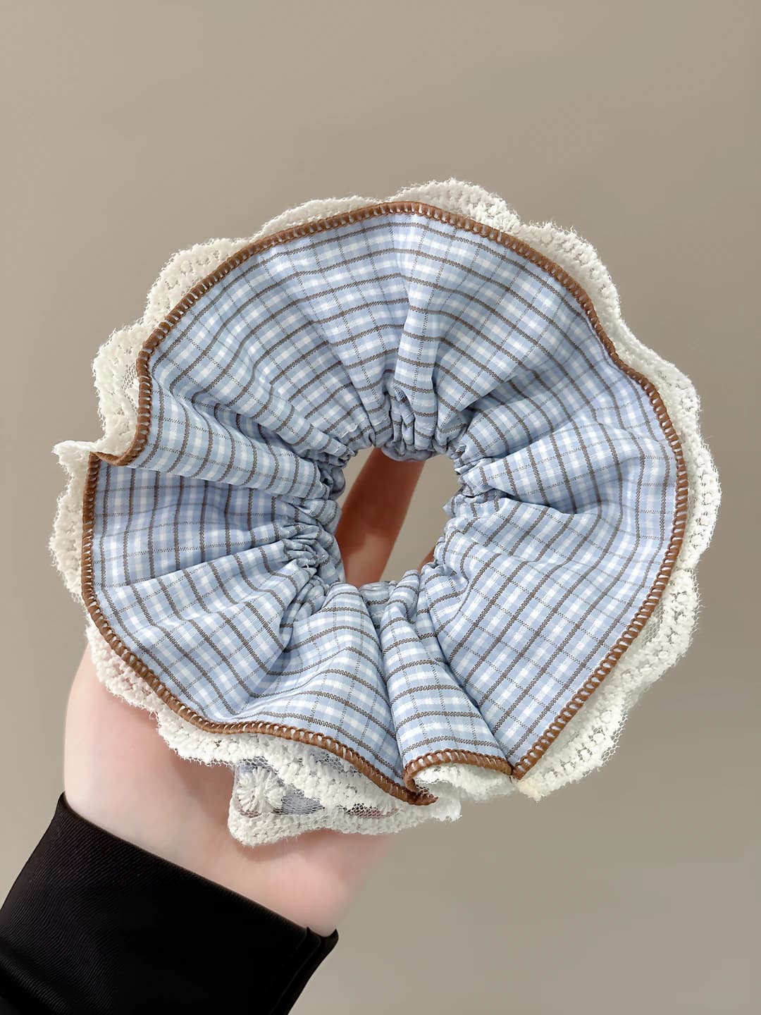 4# Blue plaid coffee lace ~16 cm