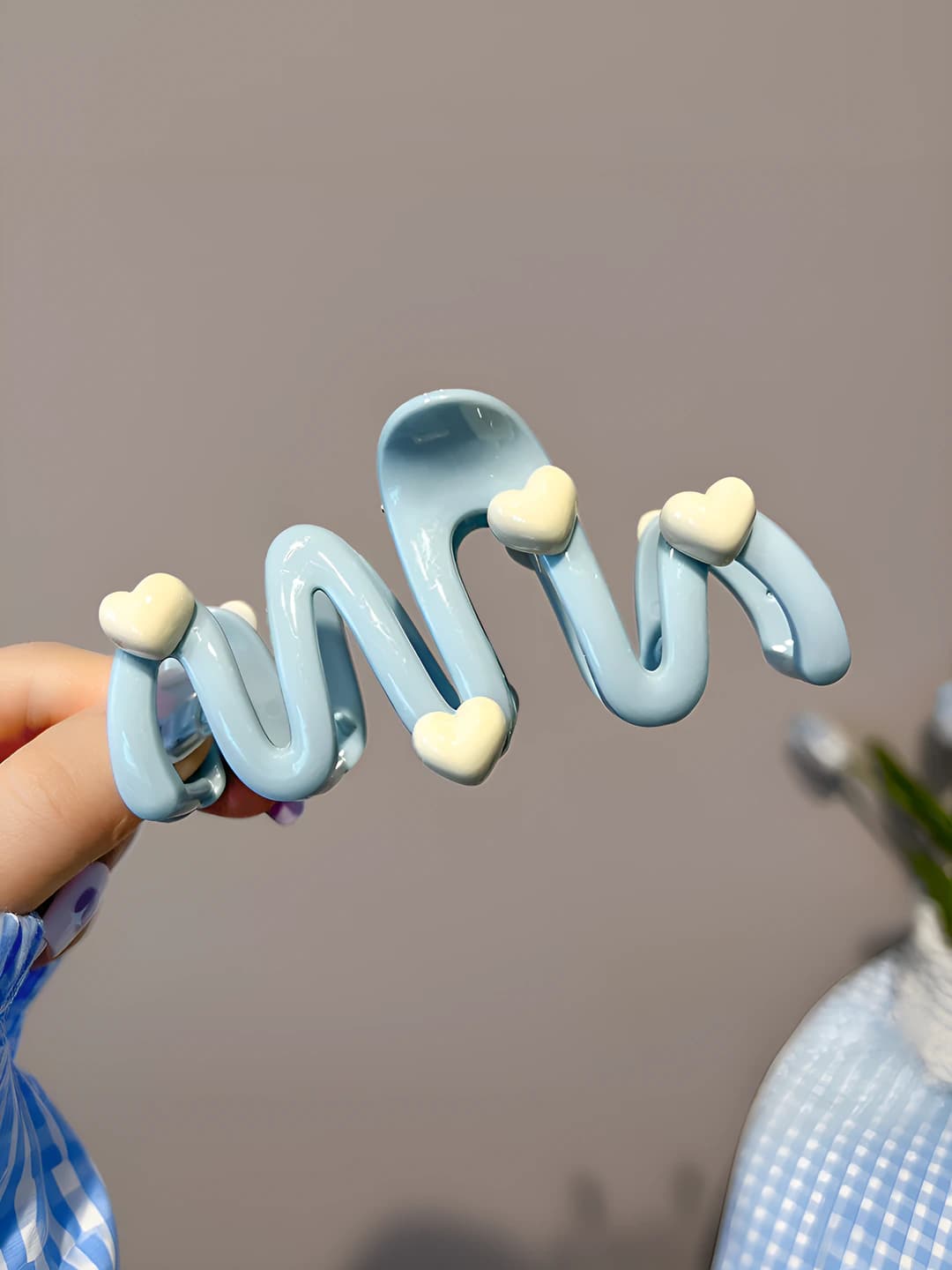 1# Blue heart wave clip 11 cm