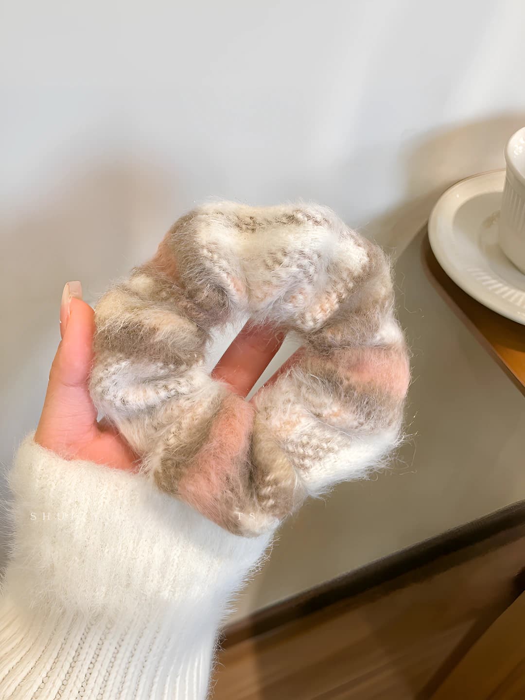 2# Coffee plush hair tie