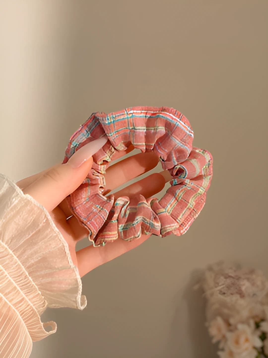 6# Cream strawberry plaid