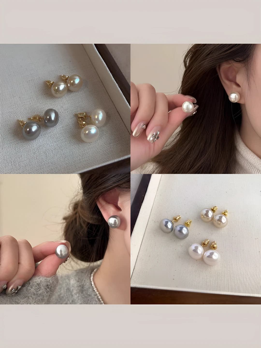 Round earring - Pearl white