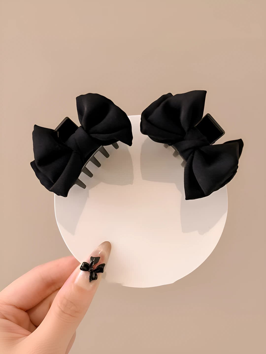 22# Fabric black bow 1 pair