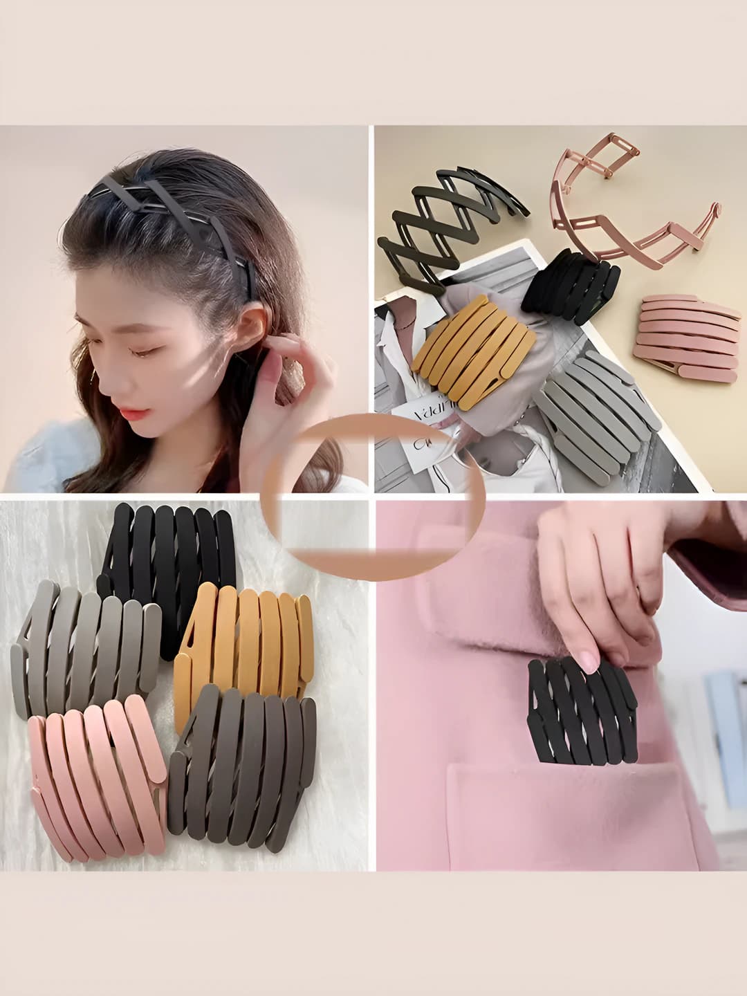 Stretchable folding hair headband for women, non-slip, for face washing, Korean style
