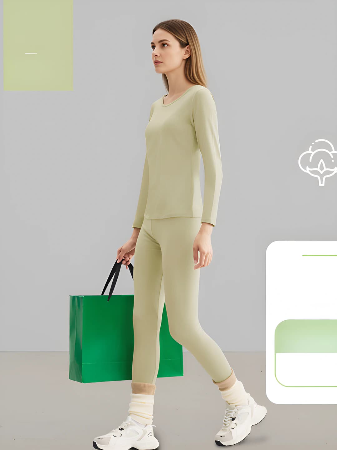 Women [Set] Light cream green