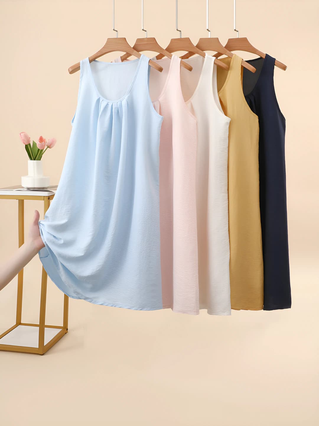 Women's summer sleeveless home dress, thin, loose fit, slimming, plus size, A-line
