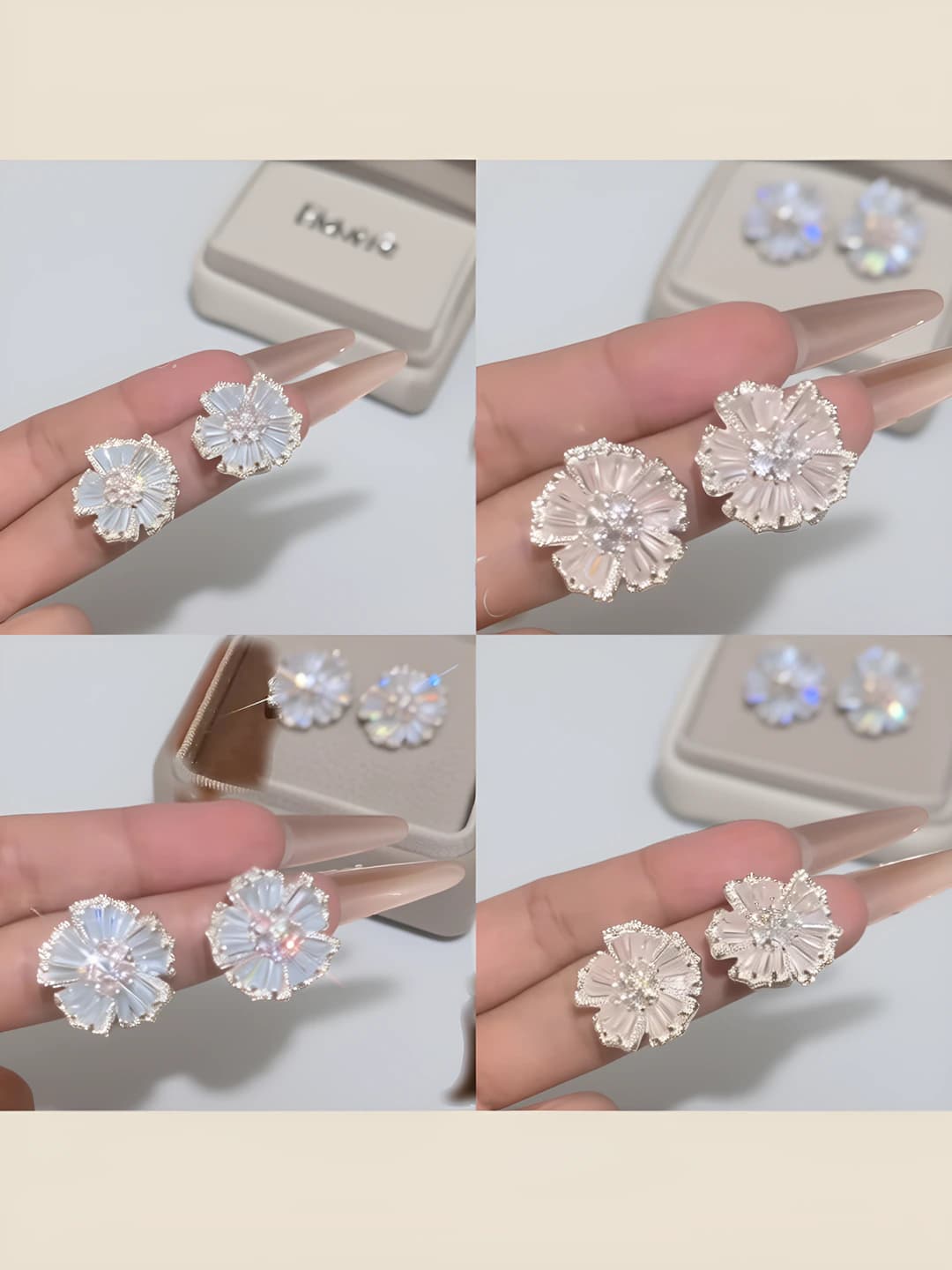 Ayollar uchun gullar shaklidagi ziraklar: mis, zirkon, oq po'lat, kundalik, oqim uslubidagi, dizayn elementi: gullar