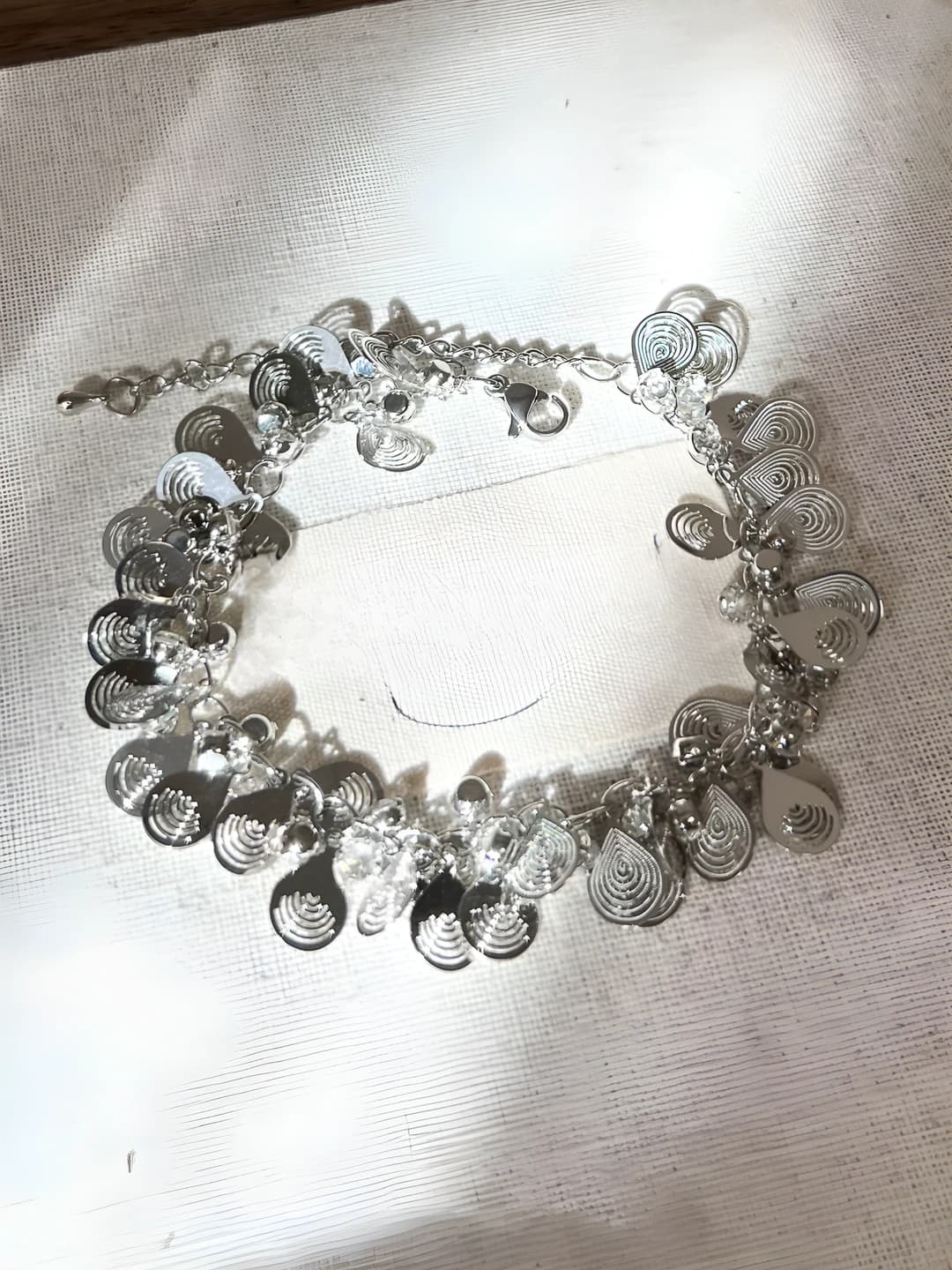 Silver teardrop fringe bracelet