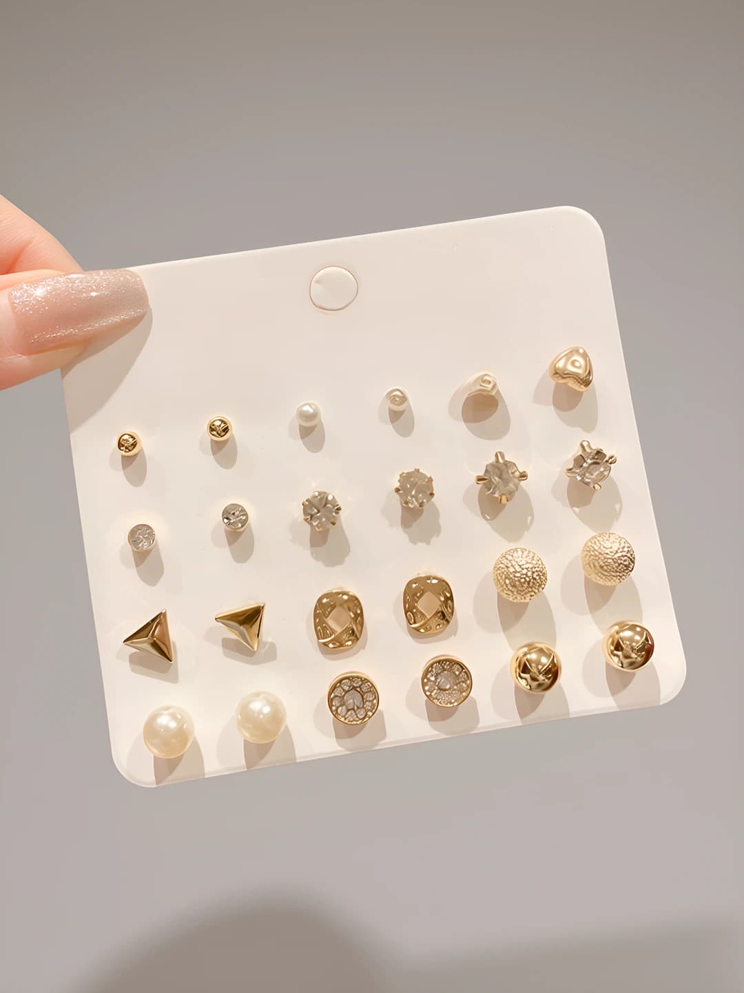 12 pcs studs, Gold
