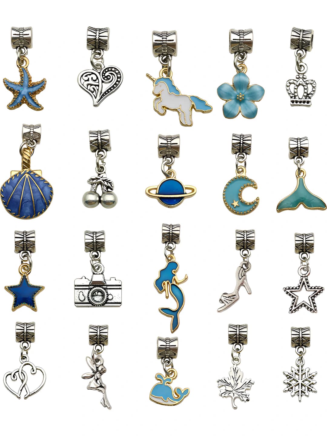 20 pcs blue charms