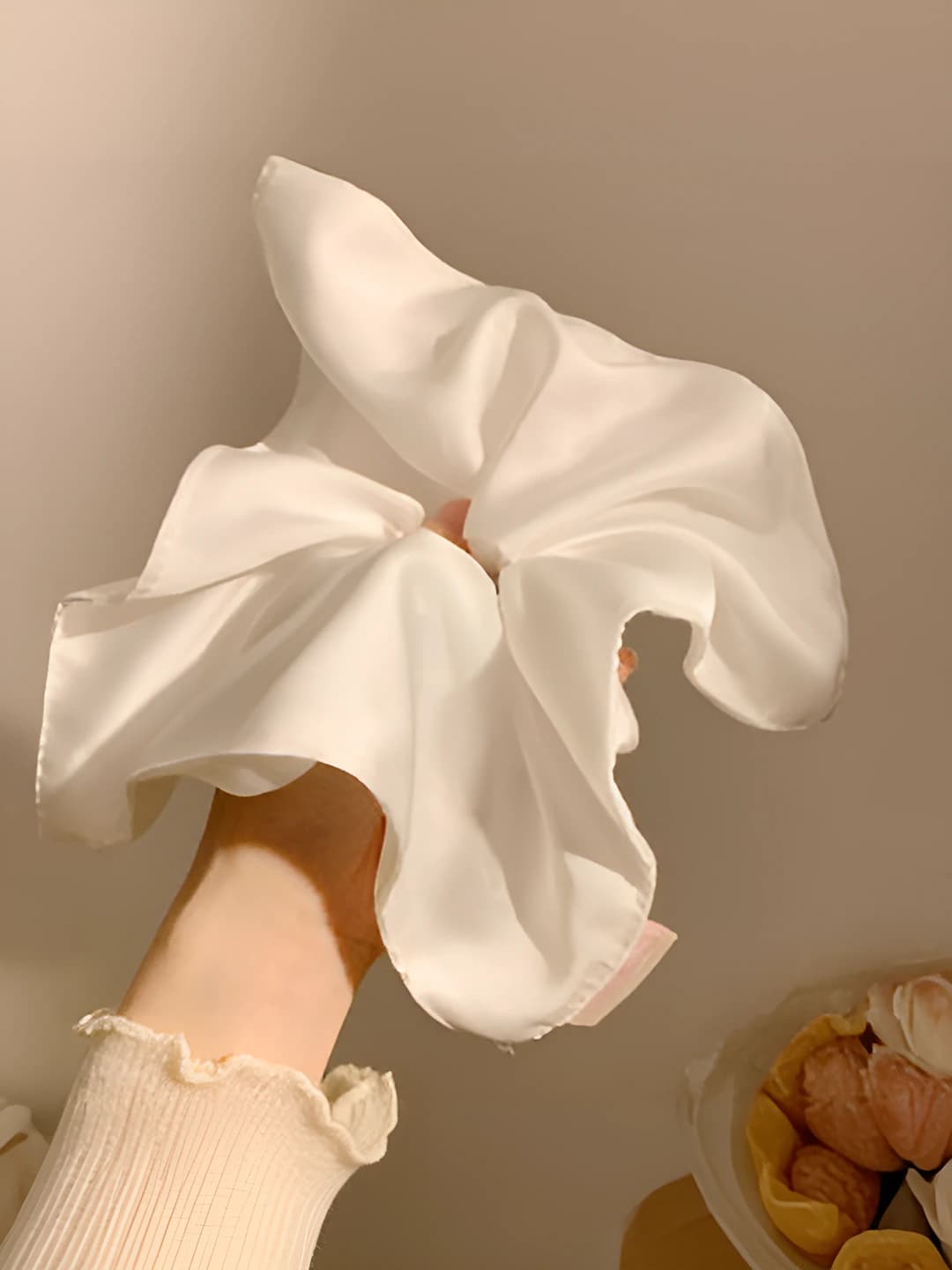2# Satin square fabric white 22 cm