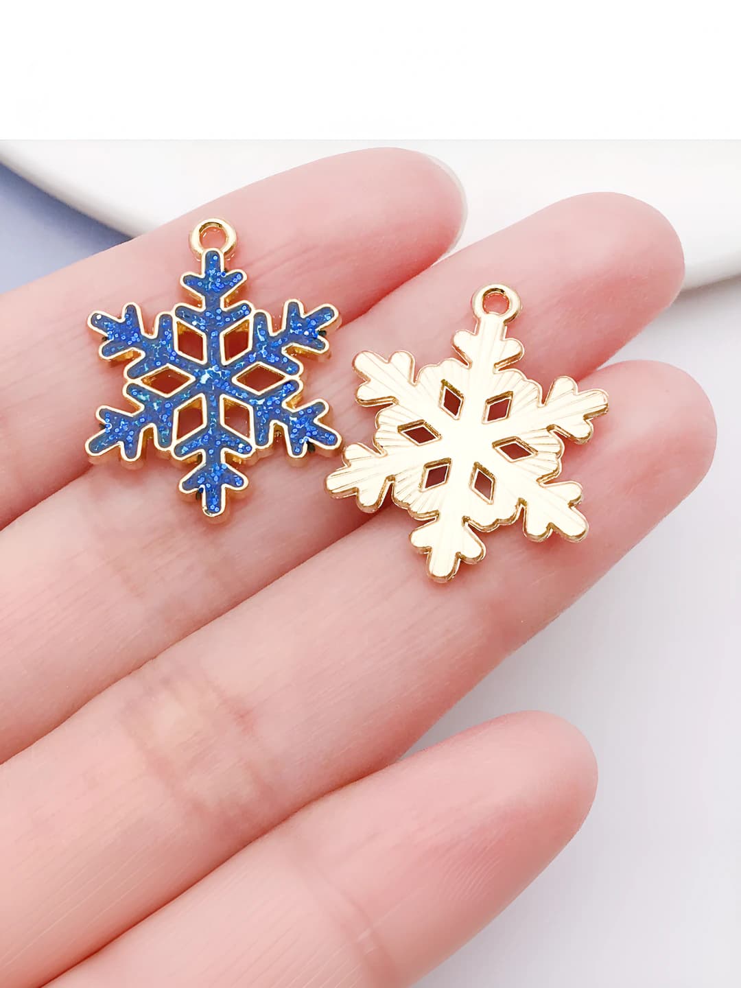 1 шт тёмно-синий золото Рождество снежинка 24x19x1.5mm-1.7g