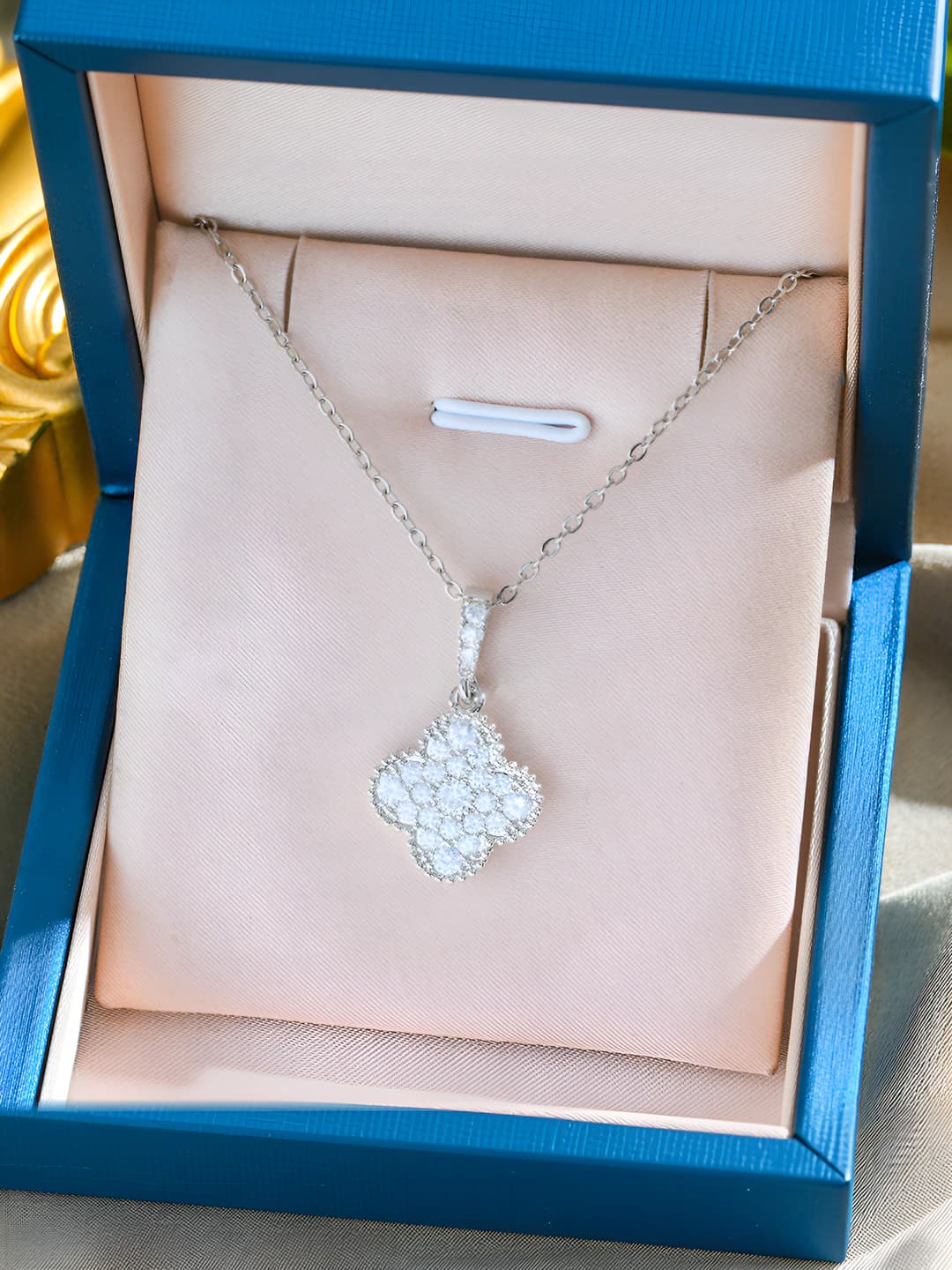 568 Full diamond necklace - Silver