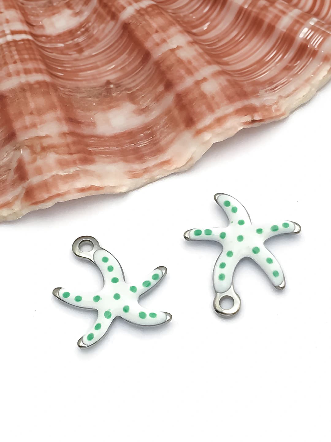 1 pc, small, steel, white, star, 10x10mm, 0.2g