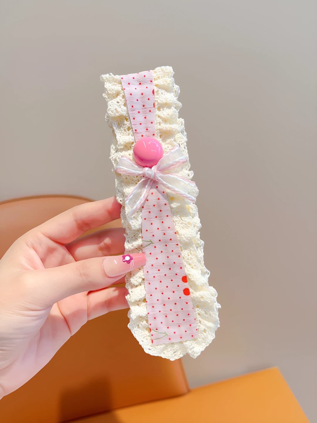 1# Pink polka dot, 3.4*5 cm
