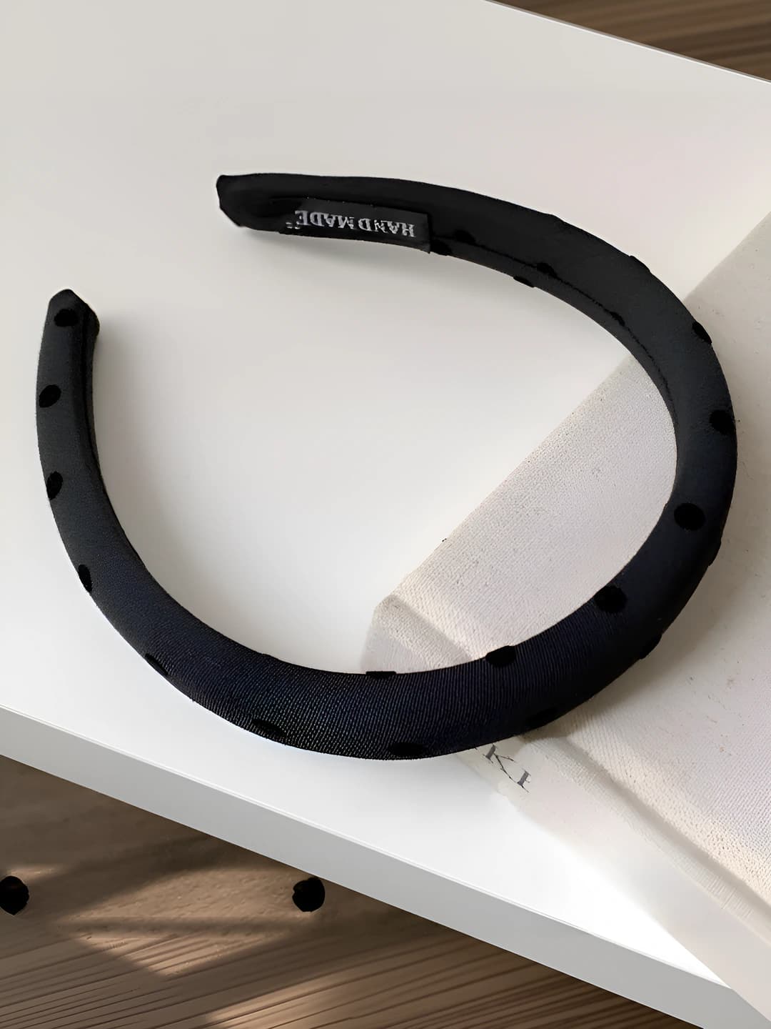 3 cm black dot sponge headband