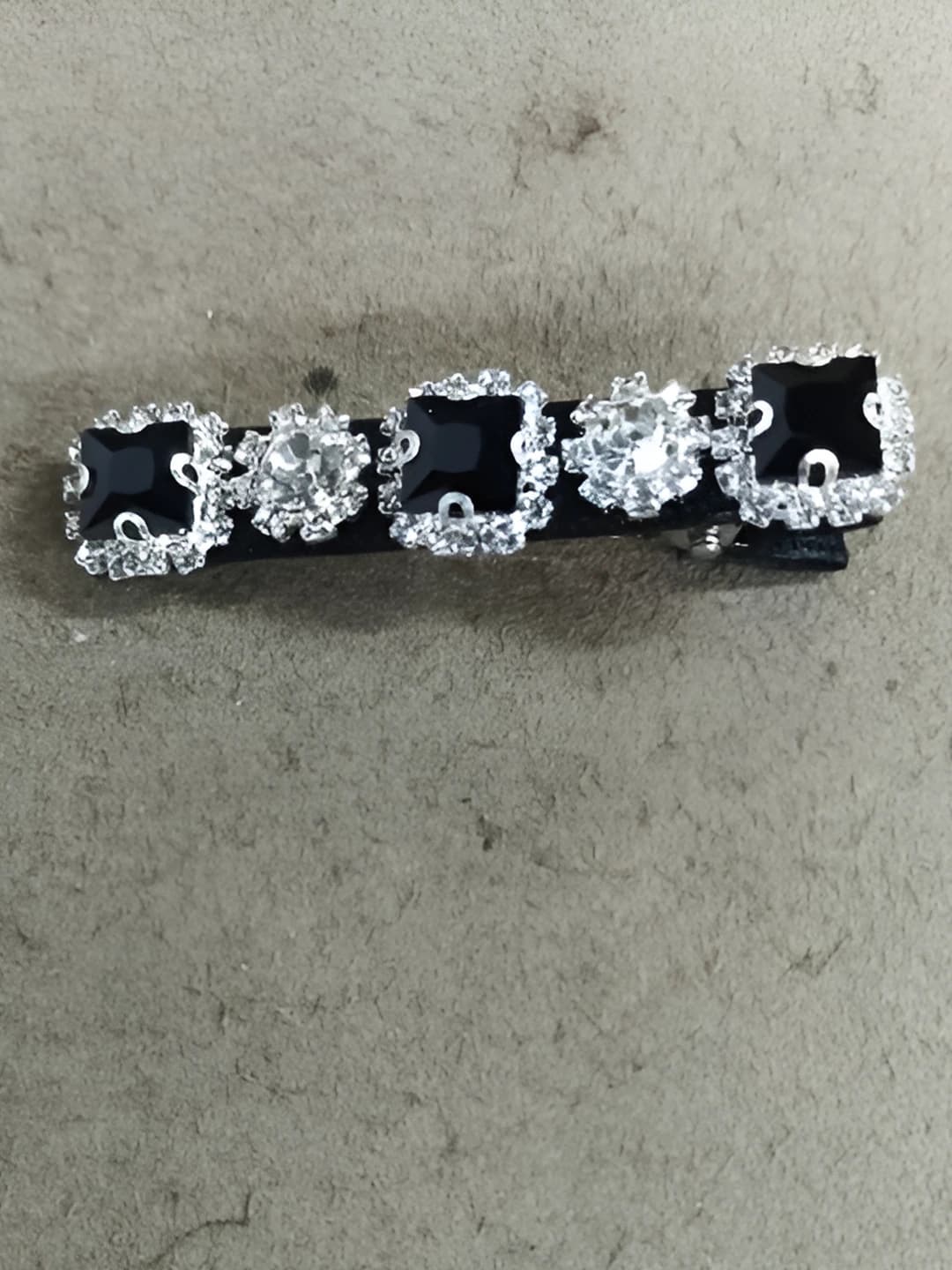 Hair clip - Black - Five diamonds - Single