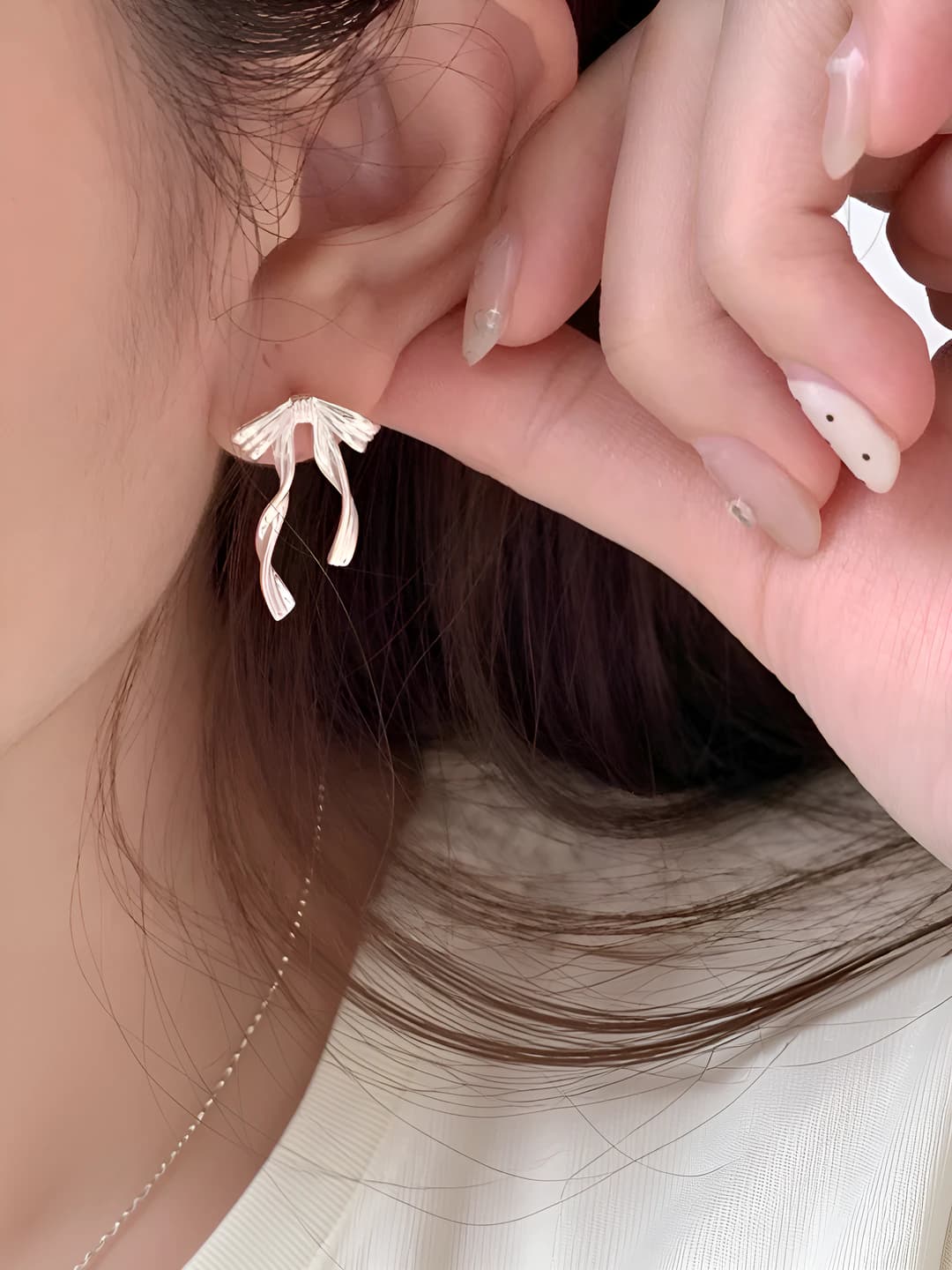 Women's Korean style bow tassel earrings, design element: bow, style: individual, 2026