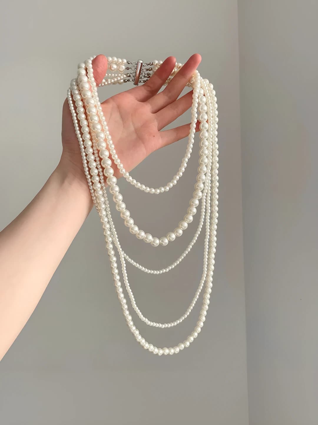 Women's retro baroque pearl long sweater chain