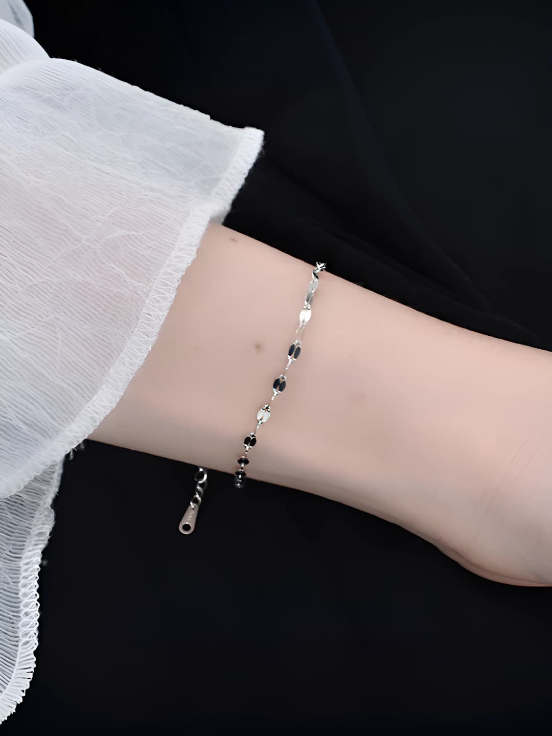 Серебристый - цепь с губами для руки 16+5CM